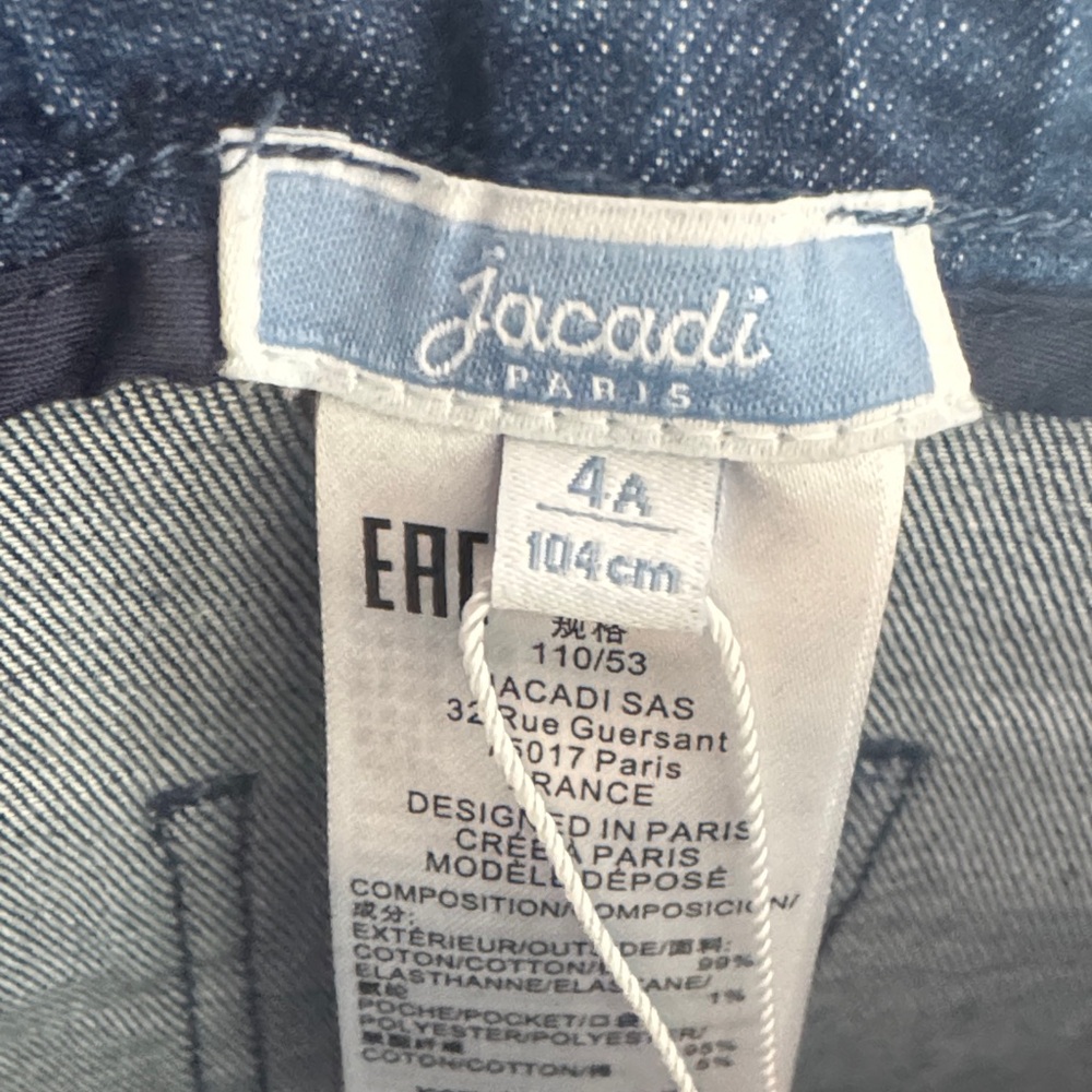 Jacadi Paris Blue Jeans with Pink Trim Ruffle Pocket Detail - Picture 10 of 15